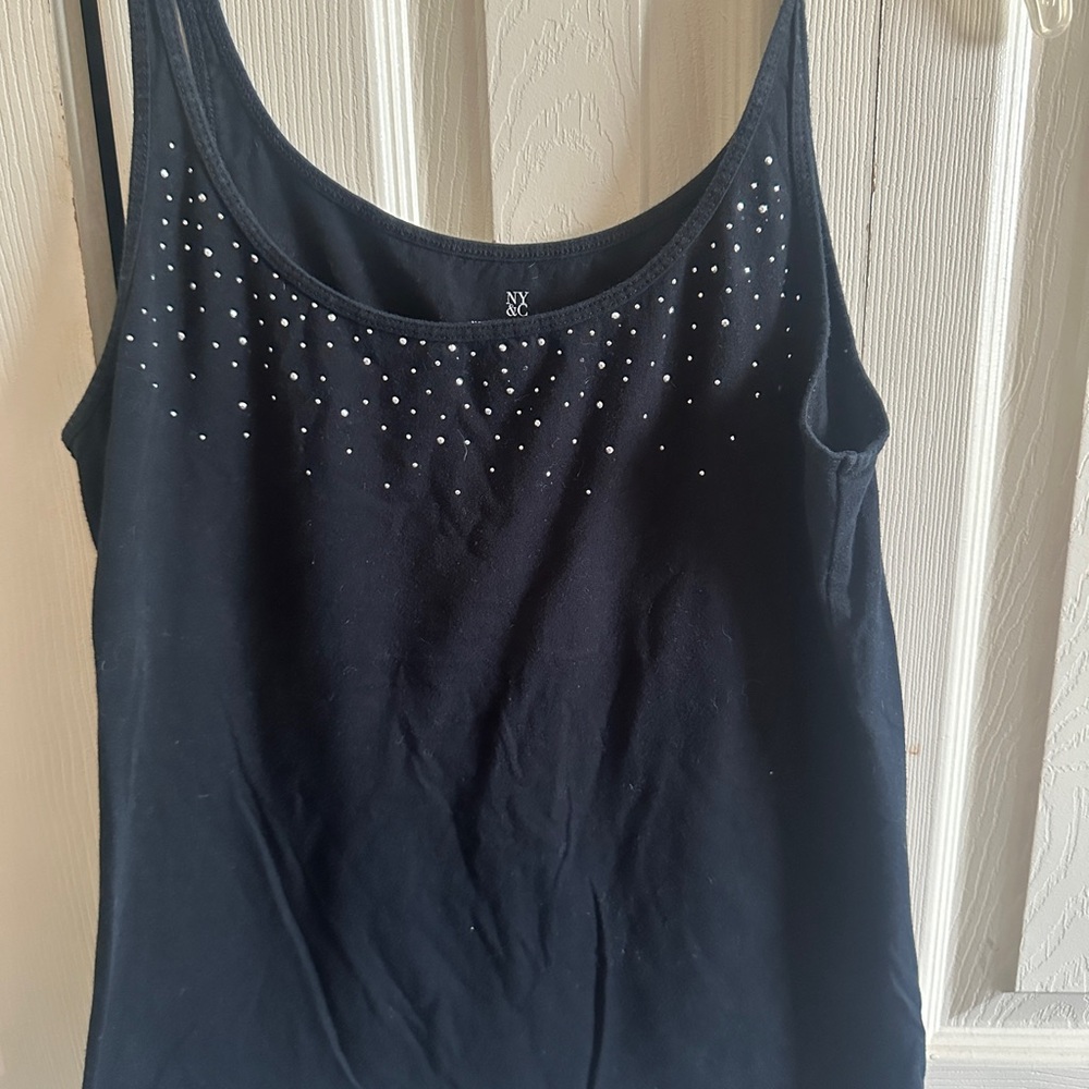 New York & Company Black Embellished Camisole Top